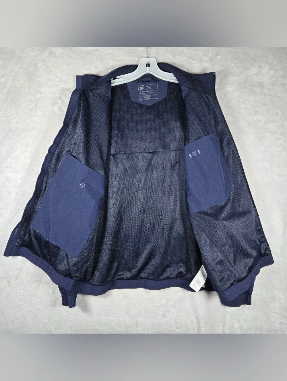 FIGS Technical Collection Full Zip Scrub Jacket Men Size 2XL XXL Navy Blue Lined
